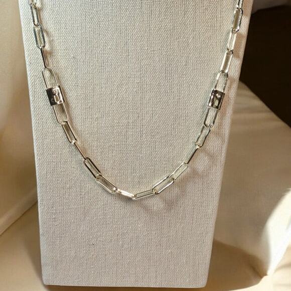 Beautiful Paper clip with Accents Gold Tone Long Necklace - Picture 3 of 6